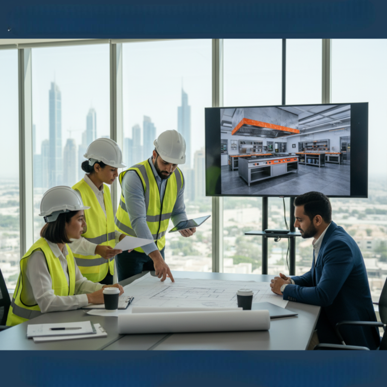 Industrial cooking appliances in a restaurant kitchen